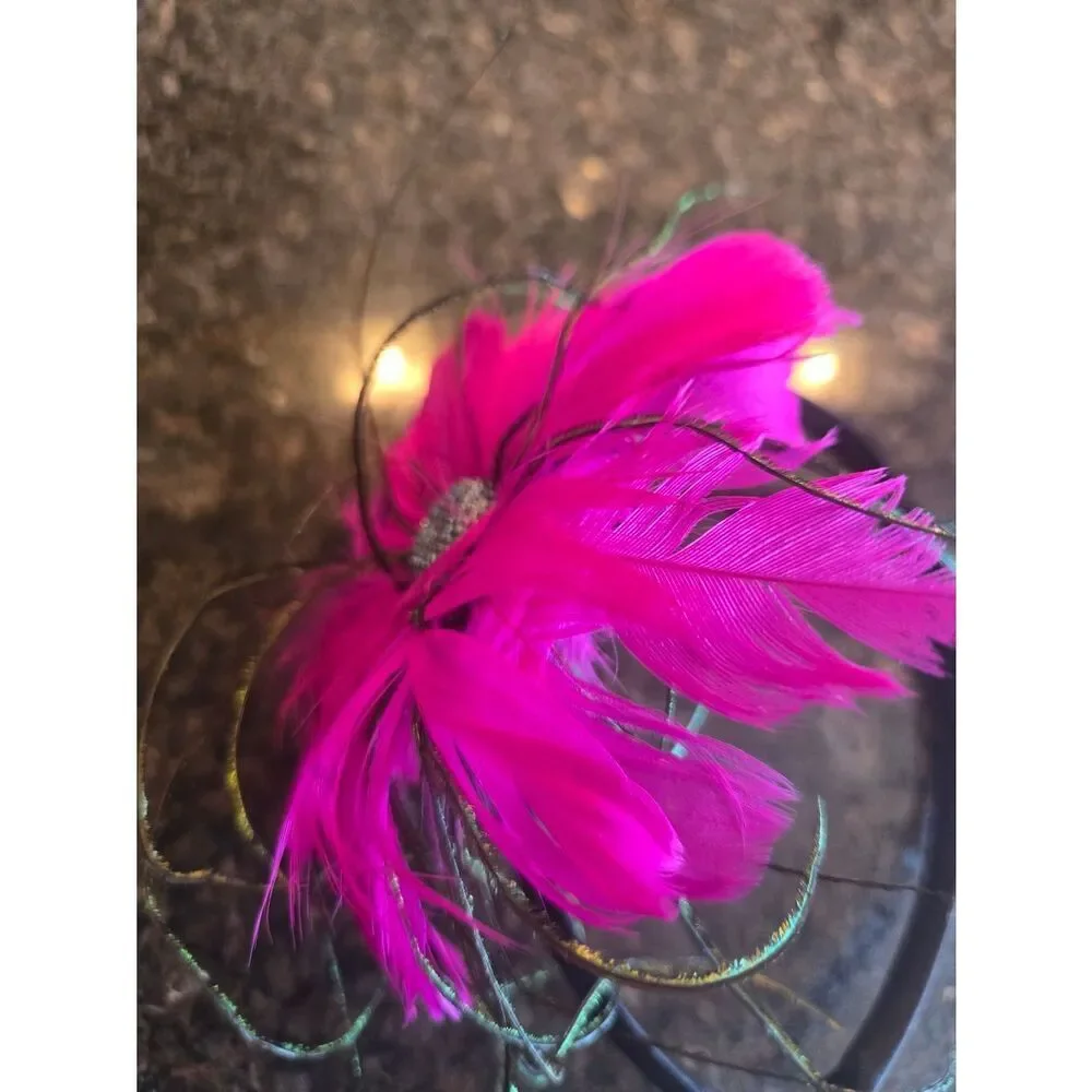 Fuchsia Feather Floral Headband - Women's Hair Accessory